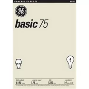 GE General Purpose Light Bulbs, Basic 75 - 4 bulbs